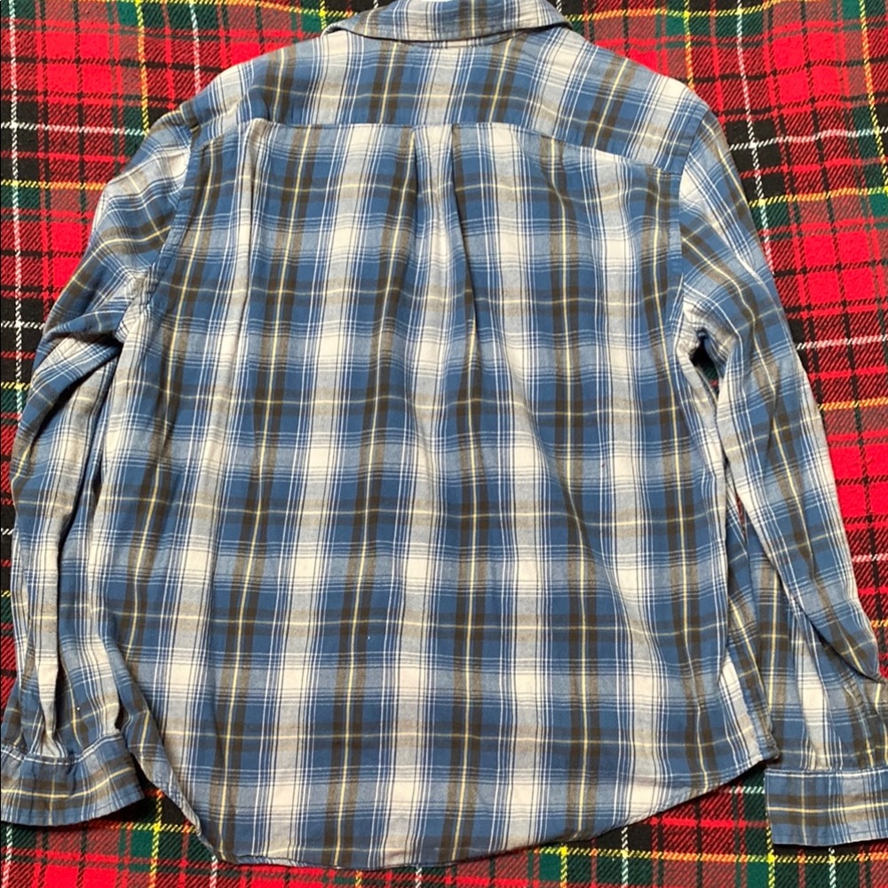 Eddie Bauer Blue and White Plaid Casual Shirt - Picture 3 of 3